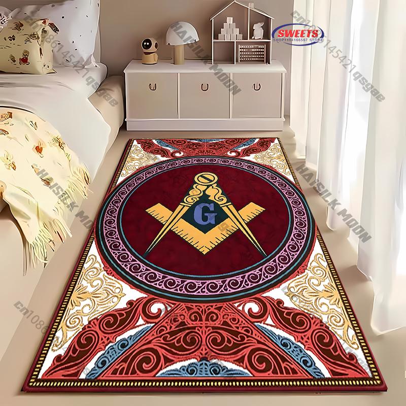 Multi Size M Freemas0nry Theme Printed Carpet New Release! Rug for Living Rooms Bedrooms, Office Areas, Machine Washable Mat