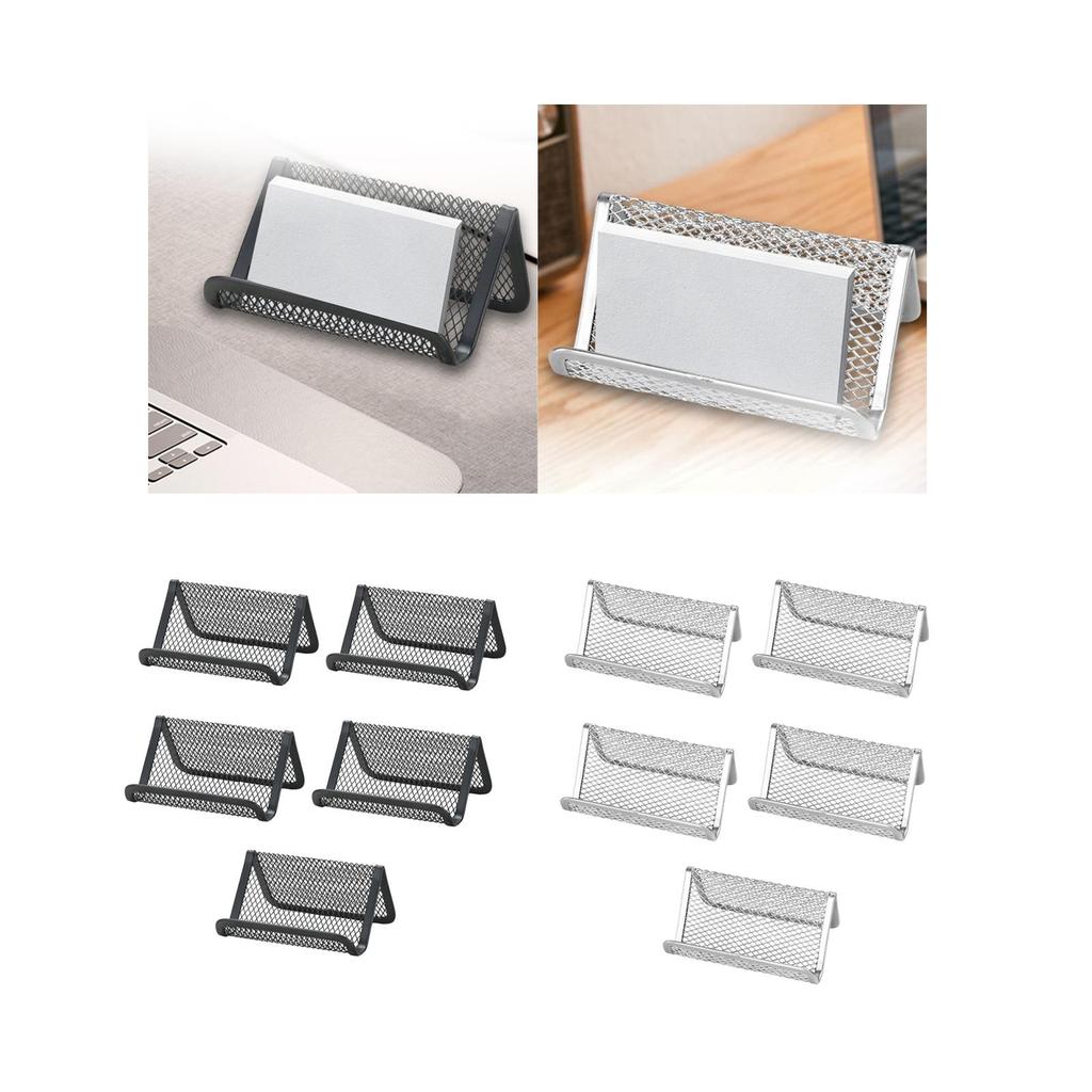 5Pcs Business Card Holder Gift Mesh Card Stand for Business Exhibitions Restaurants Travel Agencies Conference Tables Office