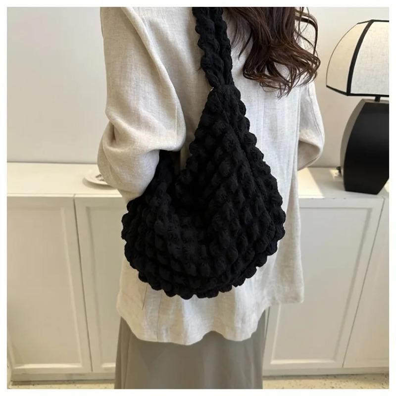Summer New Women's Tote Bag | Bubble Quilted & Crinkled Large Handbag | Fashionable Big Capacity Casual Crossbody Shoulder Bag