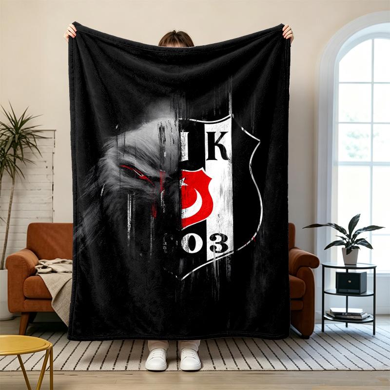 Besiktas JK Měkká a pohodlná flanelová Vhodná na pohovky obývací pokoje venkovní kempování cestování a také skvělý dárek k výročí