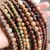 Natural Jade Gold Swan Painting Green Leopard Skin Round Beads for DIY Jewelry