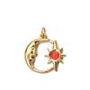 European Retro Sun and Moon Stainless Steel Pendant with Semi-Precious Stone Charm for Women.
