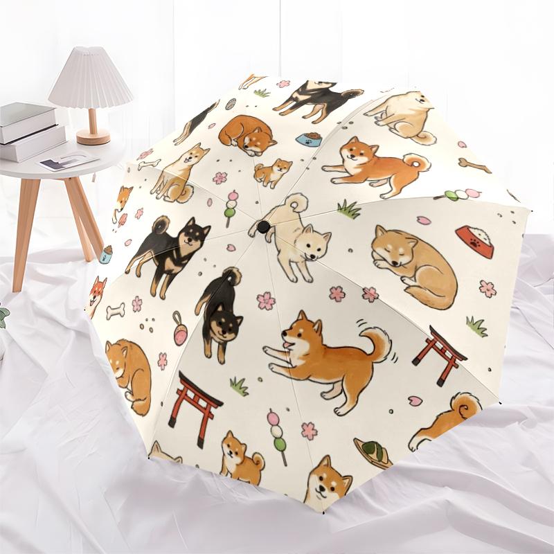 1 PC Automatic Folding Umbrella - Cute Dog Pattern, Portable & Foldable Design with 8 Ribs, Christmas Birthday Gifts