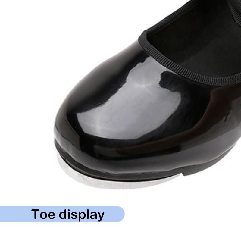 Scarpe da tip tap in vernice nera con suola dritta e lacci senza lacci per ragazzi e ragazze Scarpe da ballo con suola morbida da donna