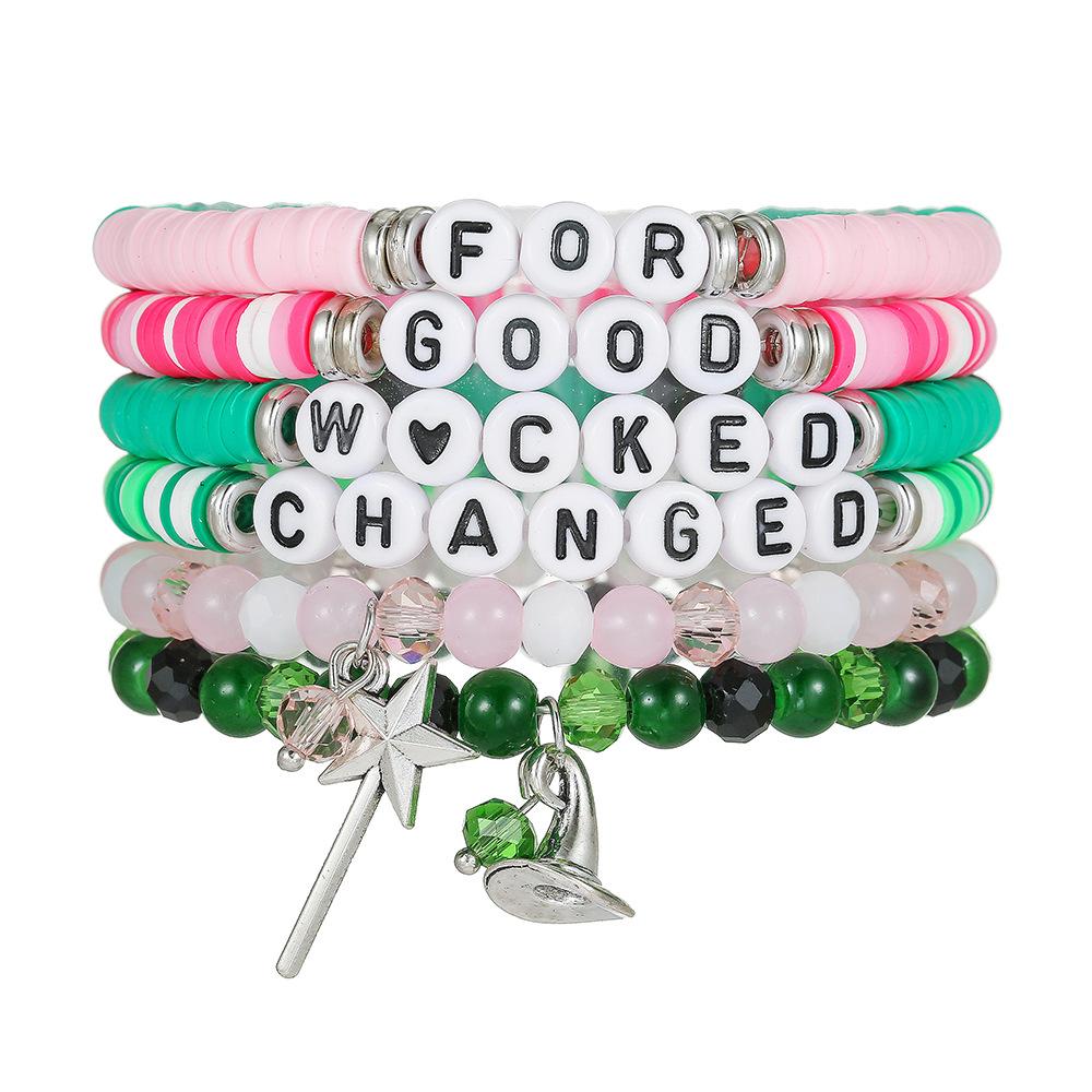 Valentine's Day Bracelet Love Soft Pottery Flower Letter Beaded Bracelet Bracelet Jewelry Set