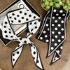 Polka dot silk scarf, long strip, high-end and versatile decorative scarf, new imitation silk scarf, headscarf, headband, bag strap.