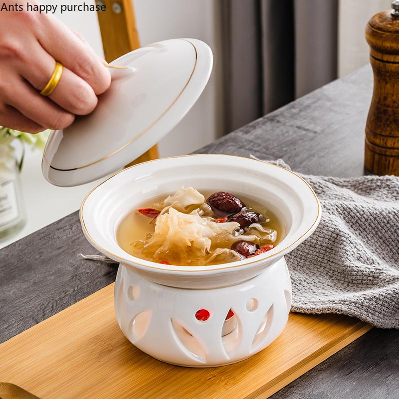 White Ceramic Bowl Candle Heating Tableware Soup Bowls Fruit Salad Bowl Noodle Bowls Dinner Plate Dessert Plate Dish Soup Pot
