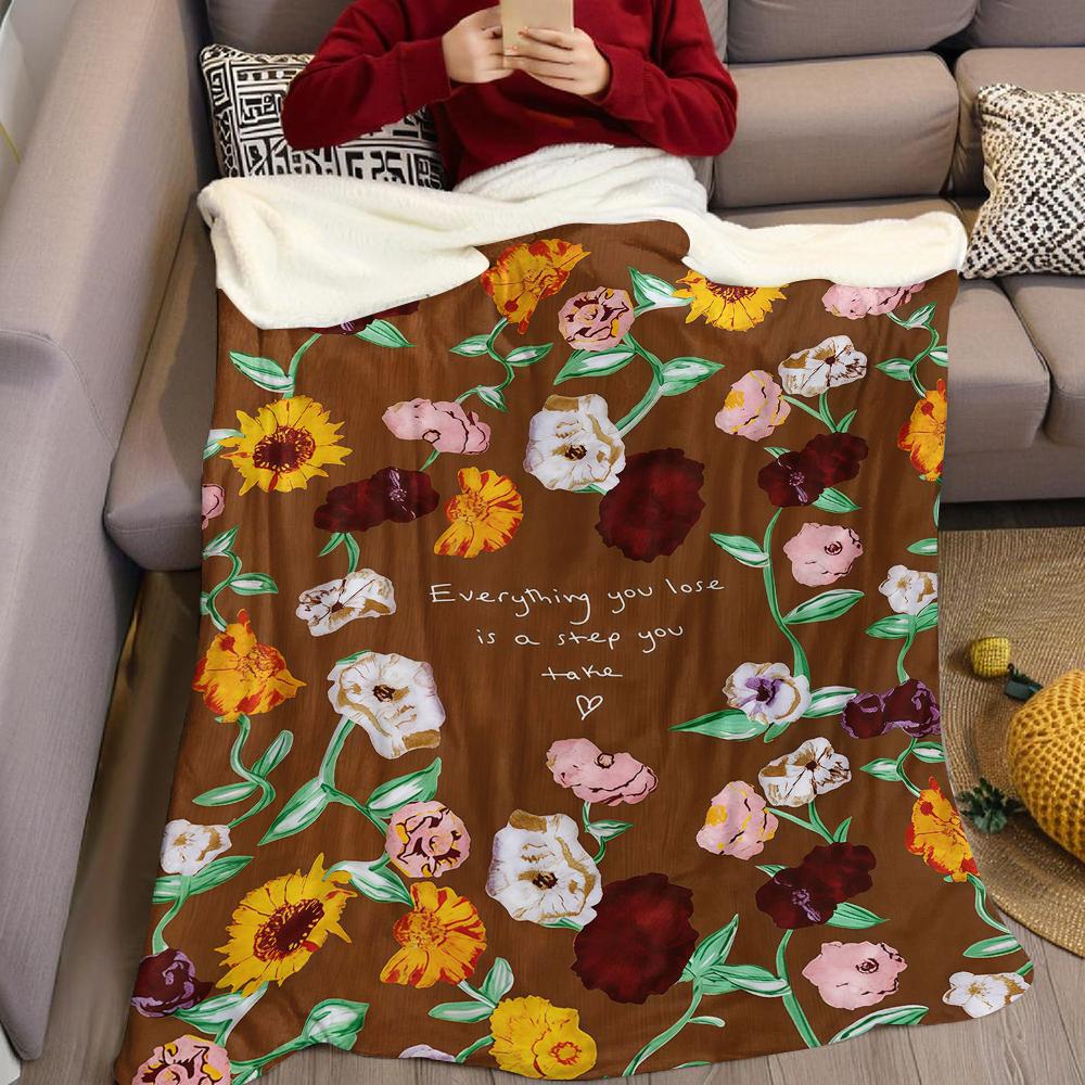 Bohemian Florals Flannel Blanket Warm Soft Halloween Christmas Couch Warm Cozy Decorative Decor Gift for All Season