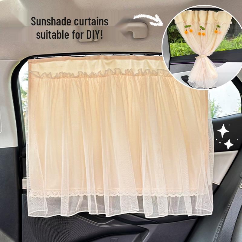 Blue Rain Lace Car Sunshade Curtains for Baby - Suction Cup Side and Rear Window Protection