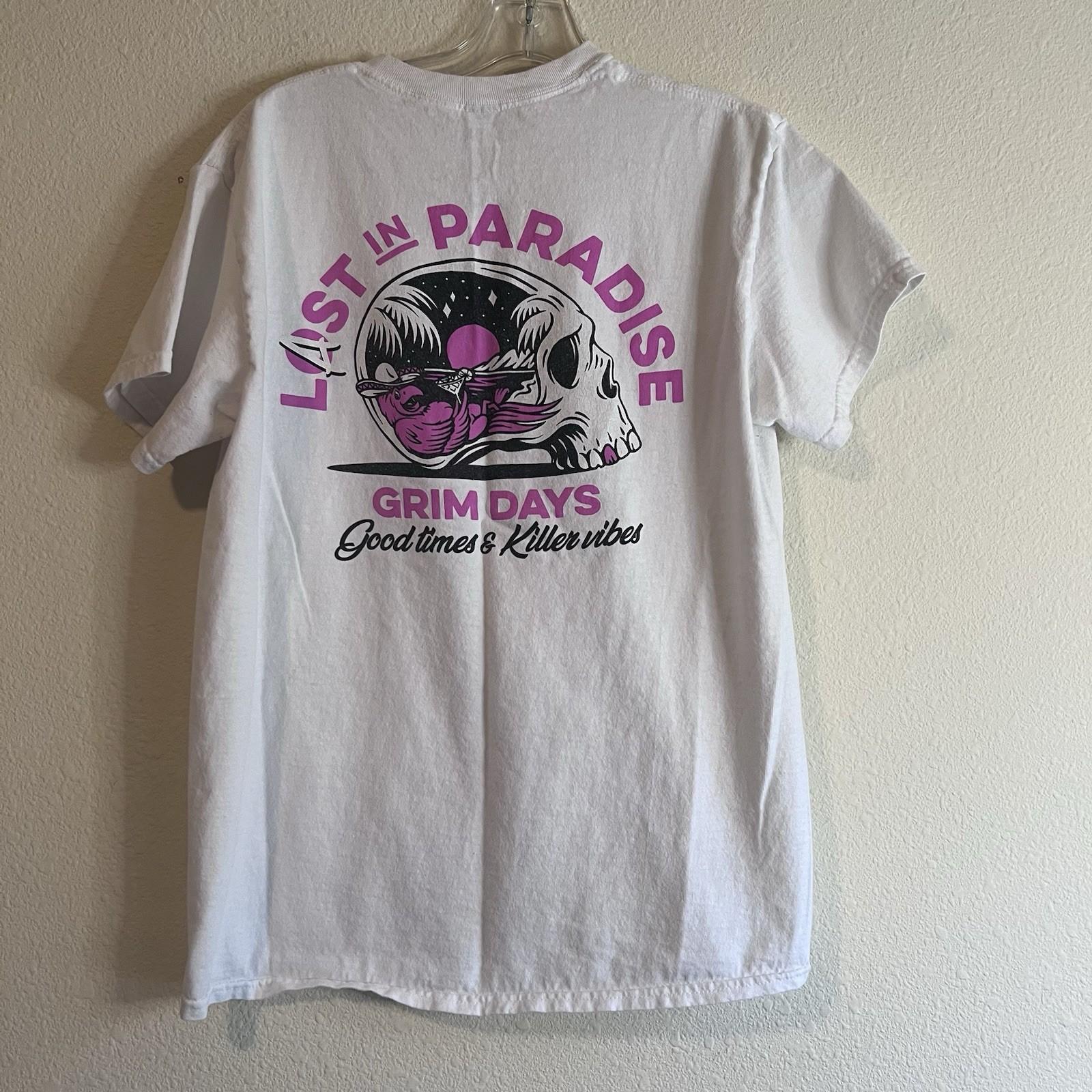 Grim Days T-Shirt XL White Skull Graphic Lost In Paradise Streetwear Tee S разноцветный