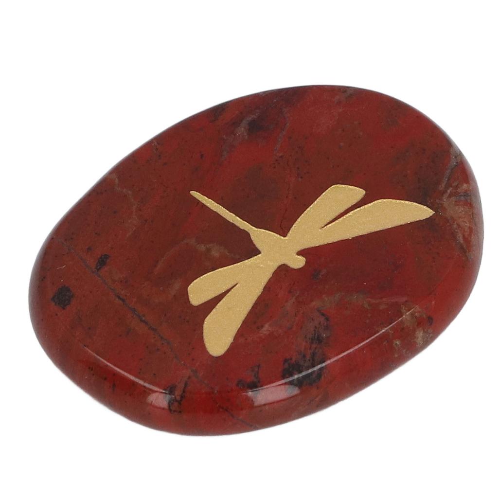 Worry Stone Gold Color Carved Dragonfly Sk Relaxing and Soothing Balance Stone