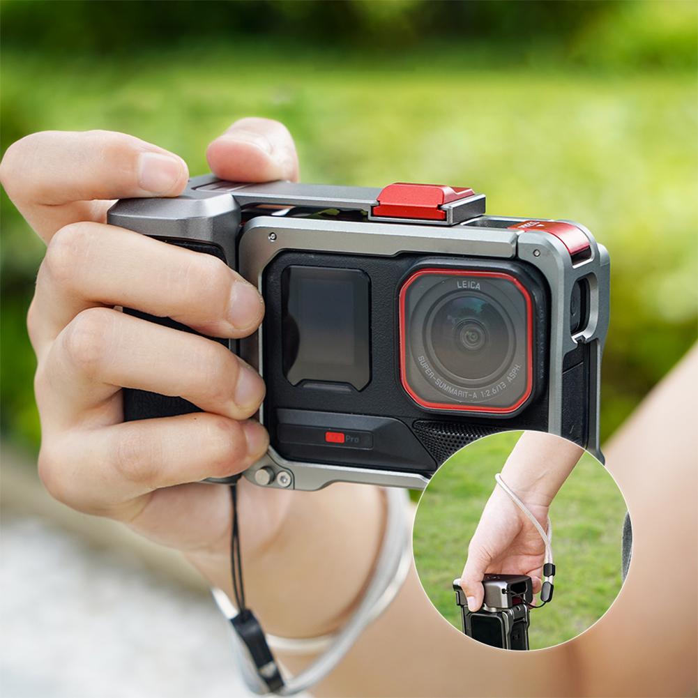 For Insta360 Ace Pro/2 Metal Camera Grip Mount Wear Resist Sports Camera Protective Case Anti-Fall Street Photo Vlog Accessories