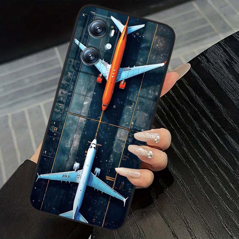 Fashion airplane pattern Phone Case For OPPO Reno 5 6 7 A96 A40 A58 Realme GT A74 A78 Neo2 A74 A78 Find X5 X3 X7 X8 Black