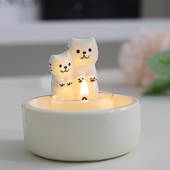 Halloween Ghost Ceramic Candle Holder Gnome Cat Angel Fox Hedgehog Frog Squirrel Candle Stand Candlestick Table Centerpiece Decoration
