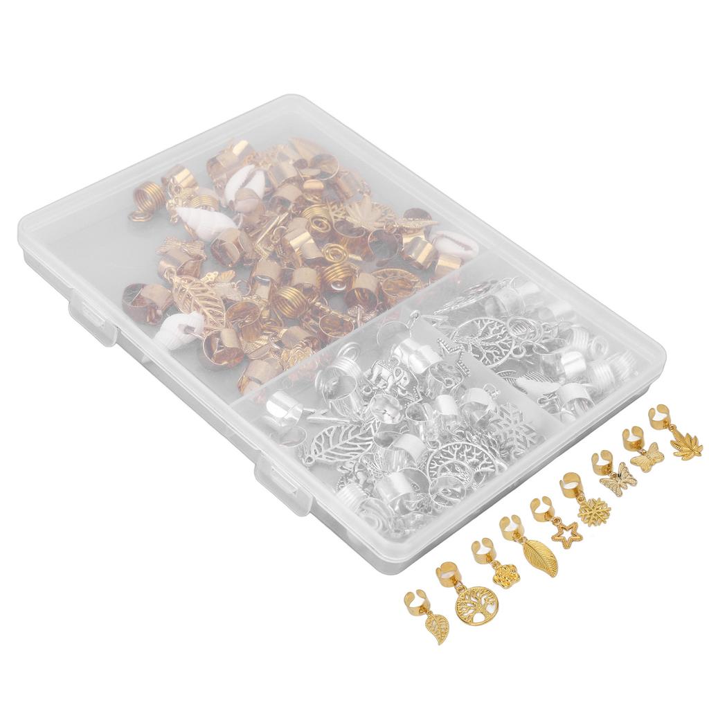 114pcs Dreadlocks Ring Alloy Exquisite Hair Braid Coil Cuffs Pendants Decoration for Wedding Party