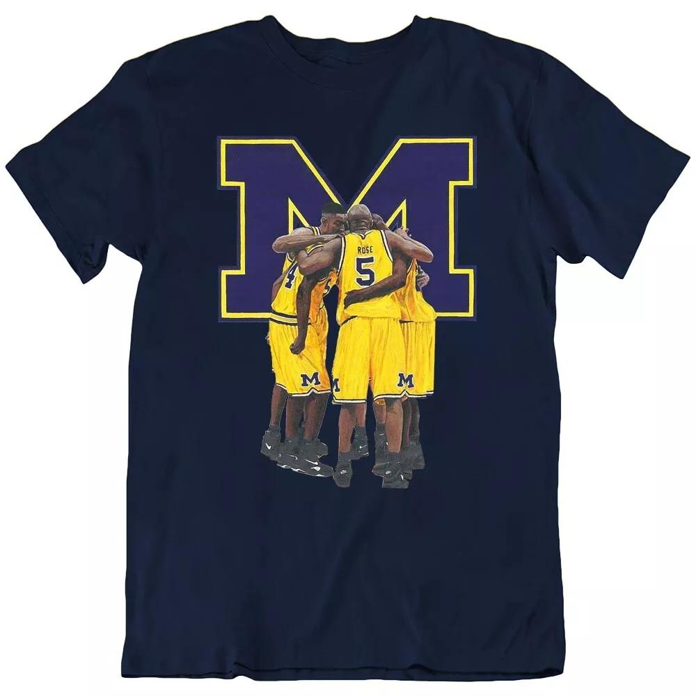 

University of Michigan Basketball Team Fab 5 Sports Retro T-Shirt Summer New Men s Women s Retro Fashion Short Sleeve Top S