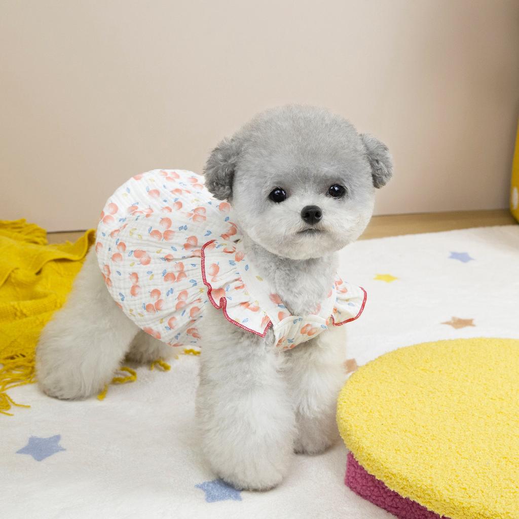 Dog Clothes Summer Pet Puppy Bichon Maltese Lace Flying Sleeve Princess Skirt 25 Cotton Yarn Flying Sleeve Skirt