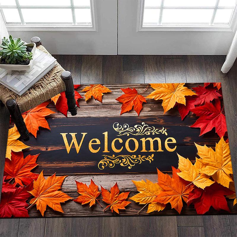 1Pcs Anti Fatigue Kitchen Rug  Fall Maple Leaf Waterproof Non-Slip Thick Cushioned Kitchen Mat Heavy Duty Comfort Standing Mat for Kitchen