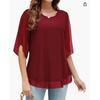 Summer Casual Loose Double-layer Solid Color Pullover Flared Sleeves Short and Medium Length Chiffon Women's Blouses & Shirts