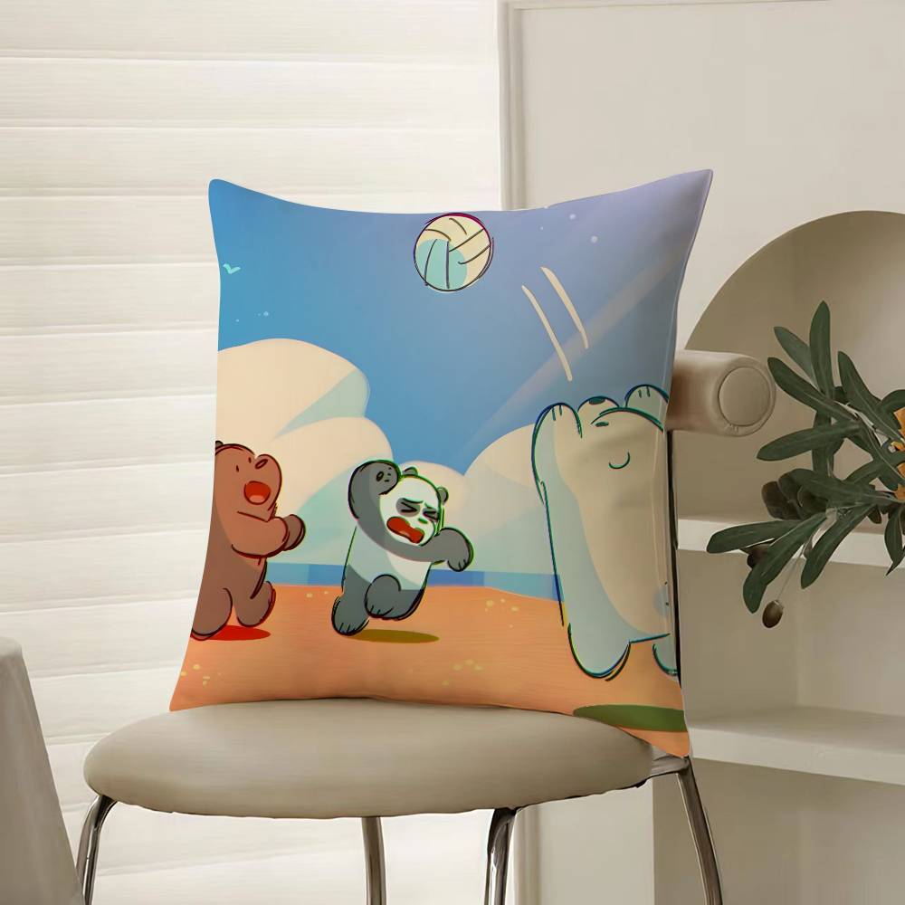 Cute Cartoon W-We Bare Bears-Children Pillow Case Comfort Sofa Bed Silky Elegant Invisible Zipper Decorative Cushion Cover
