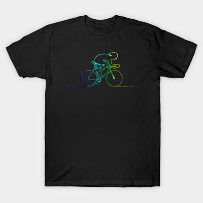 Asian Size Men Print T-shirt Cycling Rainbow Rider No-Cut Heat Transfer Print Cotton Tshirt