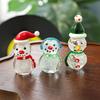 Miniature Snowman Reindeer Table Ornament Blown Glass Craft Christmas Figurine For Festives Season Decorating Accessory