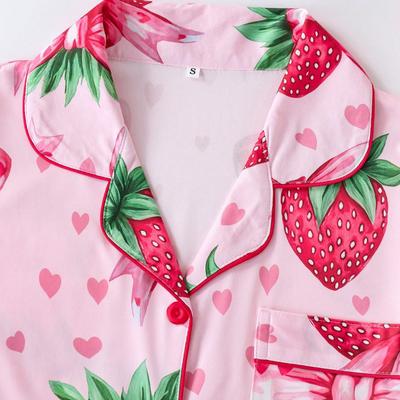 Neue Damenpyjamas mit Aufdruck, Reverskragen, kurzärmelig, mit Shorts, europäische und amerikanische Loungewear, Damenpyjamas