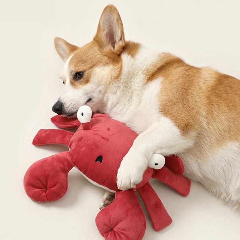 Hot sale Dog toy red crab double clamp sound making airbag grinding teeth stuffiness relief toy suitable for all dog breeds