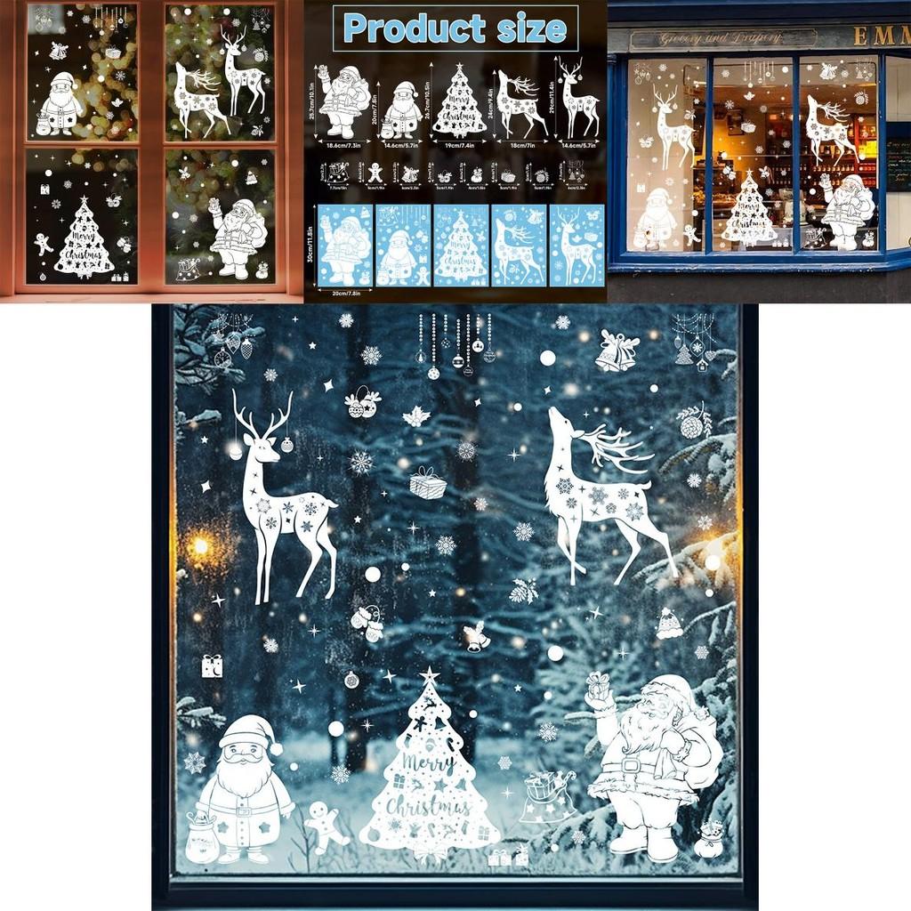 Christmas Window Decals With Snowflakes And Reindeer Pvc Sticker Set For Holiday Decor