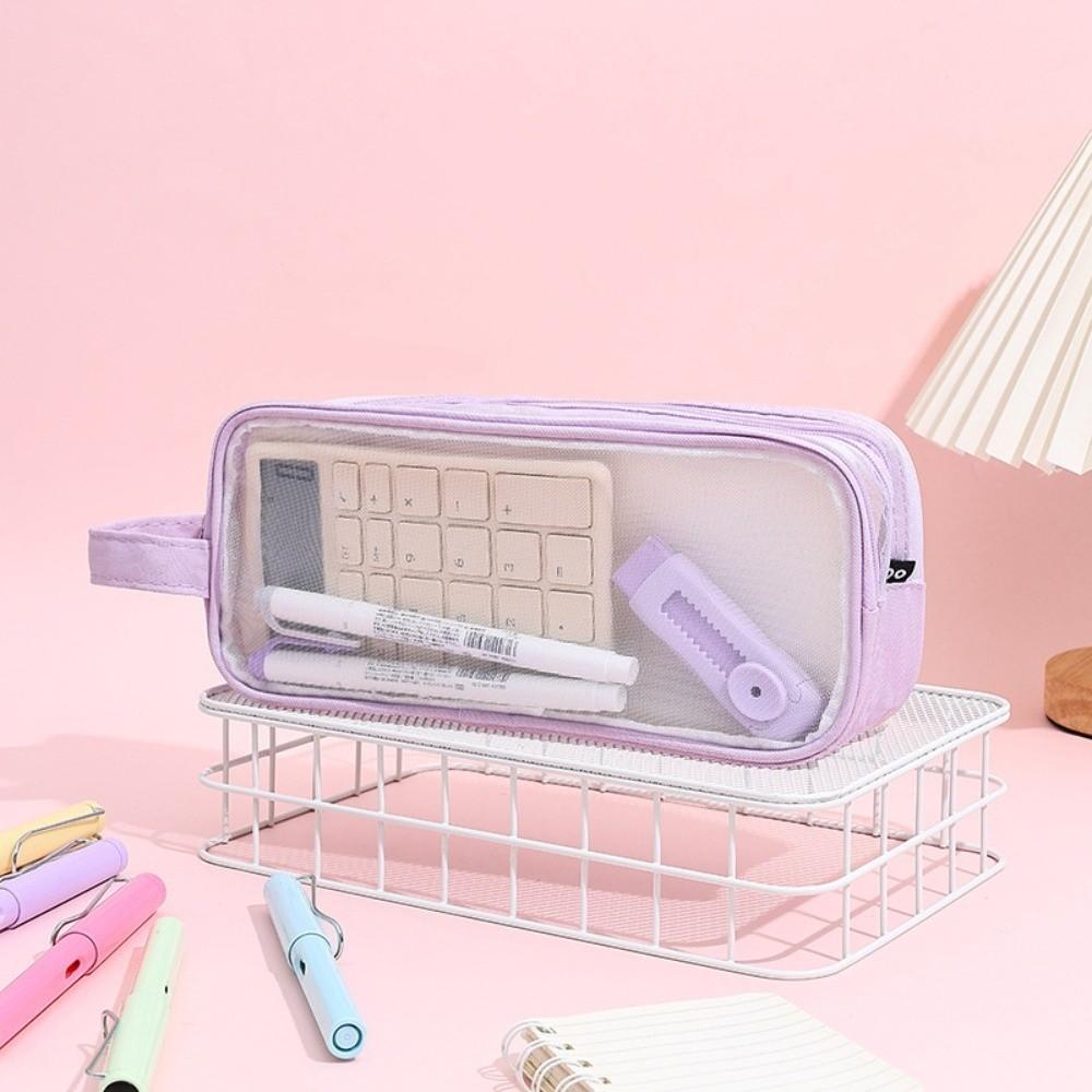 Transparent Pencil Case Mesh Stationery Pouch New Pen Organizer Bag Stationery