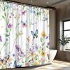 1pc Floral & Butterfly Watercolor Shower Curtain, Soft Polyester, Machine Washable, Fashion Theme, All-Season,  Vibrant Design