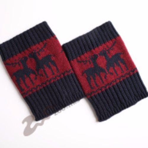 

Short Knitted Wool Leg Warmers Autumn Winter Color-Block Reindeer Ankle Warmers Boot Sleeves Knee Warmers