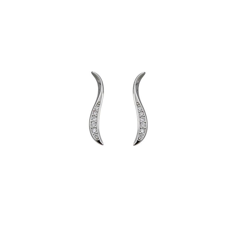 

Серьги-гвоздики с бриллиантами, женственность, простое чувство дизайна, S-образные серьги-листочки-стримеры