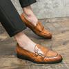 Fashion Men Retro Loafers Black Brown One Legged Lightweight and High-quality Formal Shoes Crocodile Print Low Top Single Shoes Men Shoe