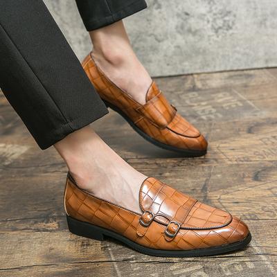 Fashion Men Retro Loafers Black Brown One Legged Lightweight and High-quality Formal Shoes Crocodile Print Low Top Single Shoes Men Shoe