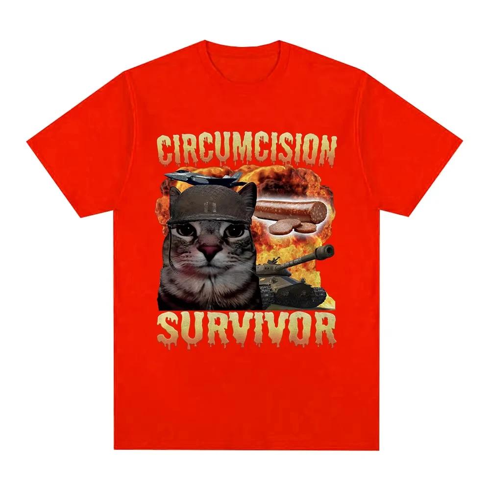 Survivor Funny Cat Meme Women Vintage T-shirt Casual Sleeve Streetwear Summer Sleeved Harajuku Streetwear Tops Tees