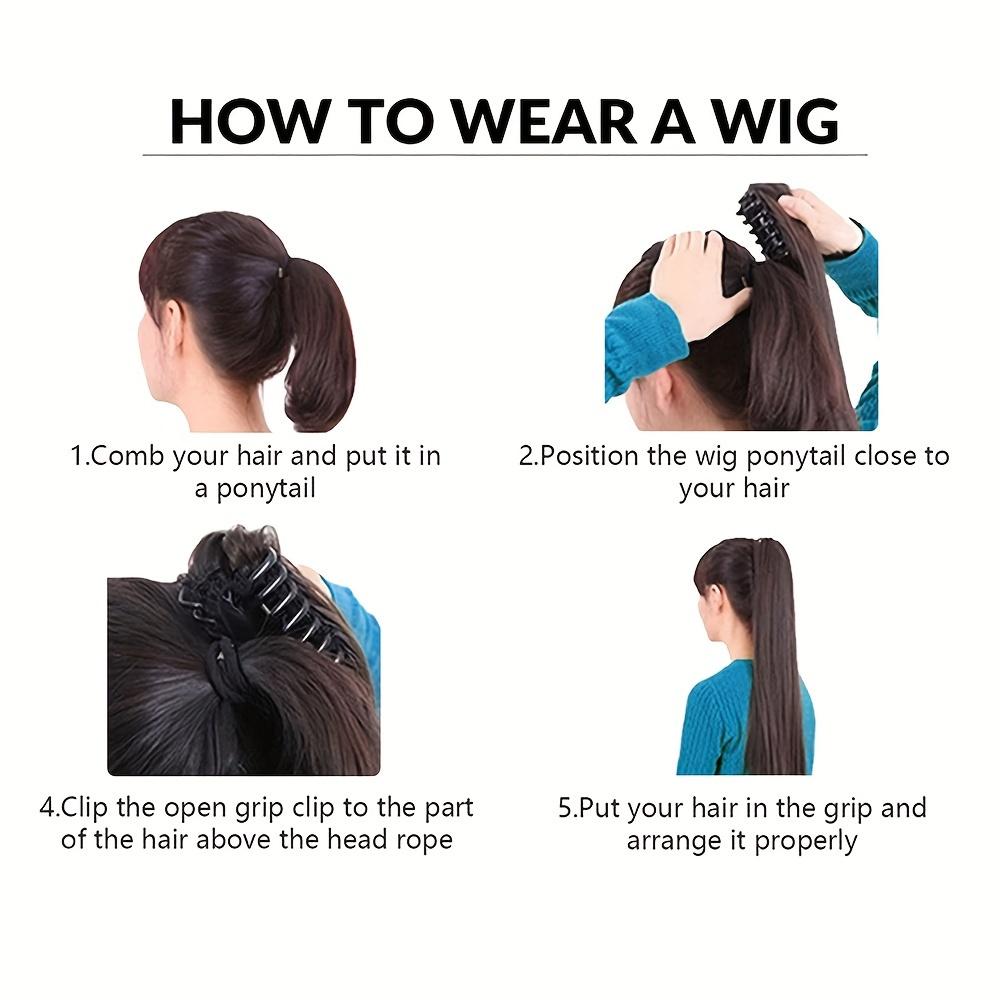 Elegant Highlights Color Synthetic Fiber Ponytail Claw Clip In Hair Extensions For Women 14 Inch Wavy Fountain Ponytail