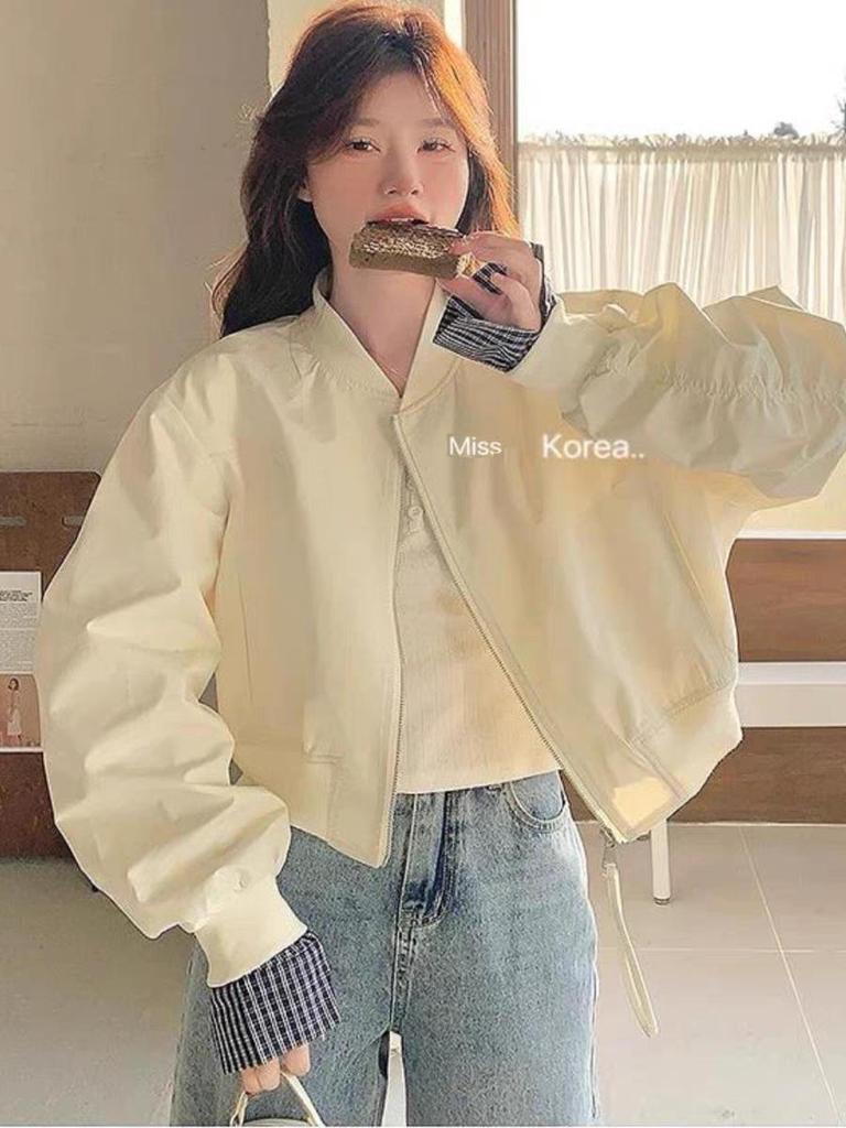 Women's Japanese-Style Petite Loose Short Jacket: Spring & Autumn Baseball Flight Workwear Coat