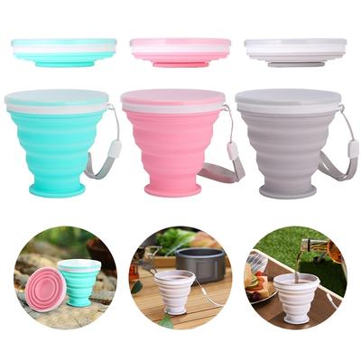200/300ML Faltbecher Tragbarer Silikon-Faltbecher mit Deckel Hitzebeständiger Wasser-, Tee-, Kaffeebecher Outdoor Teleskop-Trinkbecher