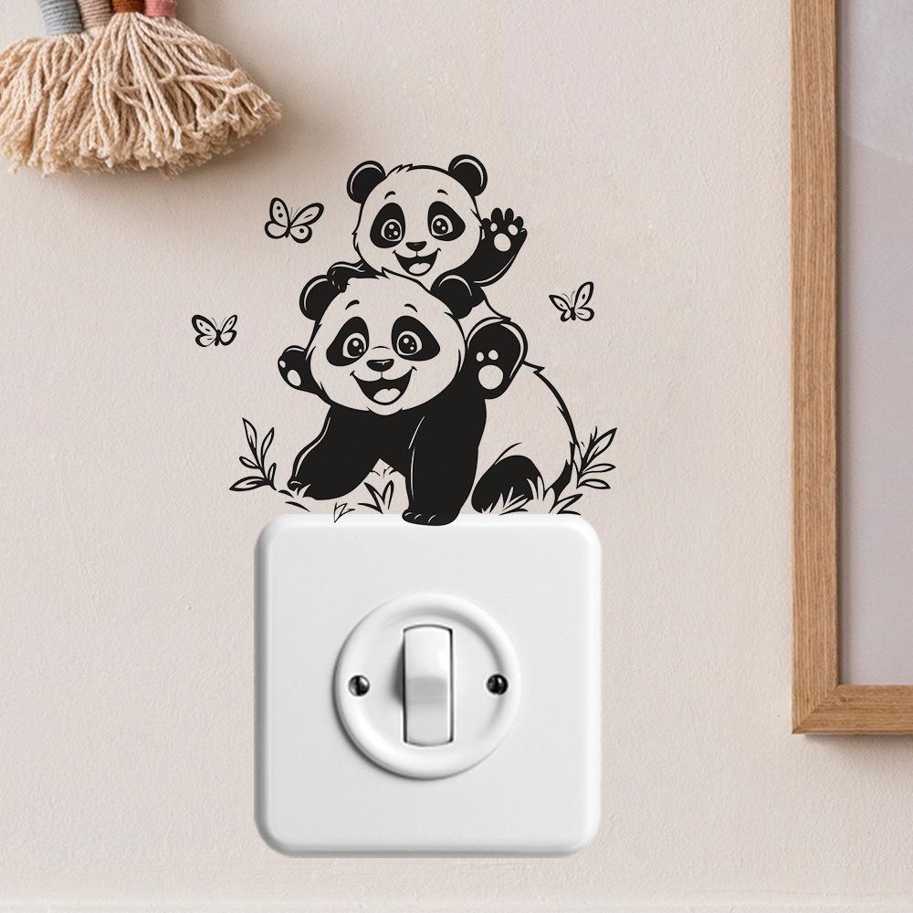 Happy Playing Little Panda Bedroom Living Room Switch Home Background Beautification Wall Stickers