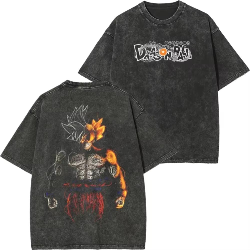 

Washes T-shirts Summer Men s Japanese Anime Dragon Ball Broli Graphic Clothing Oversized Cotton Tops S