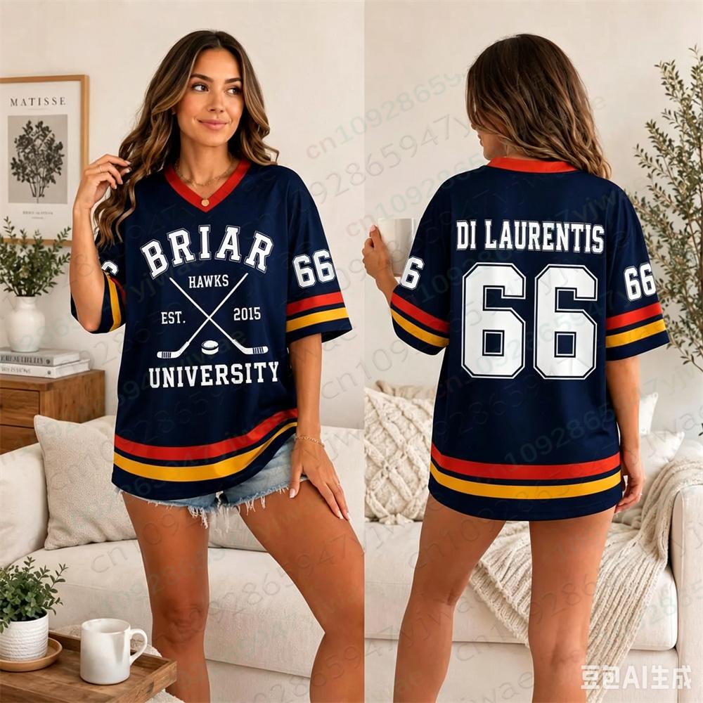 Off Campus Hockey Football Jersey Sports Romance V-Neck Shirt Graham Logan Di Laurentis Fan Jersey Summer Men Women T-Shirts