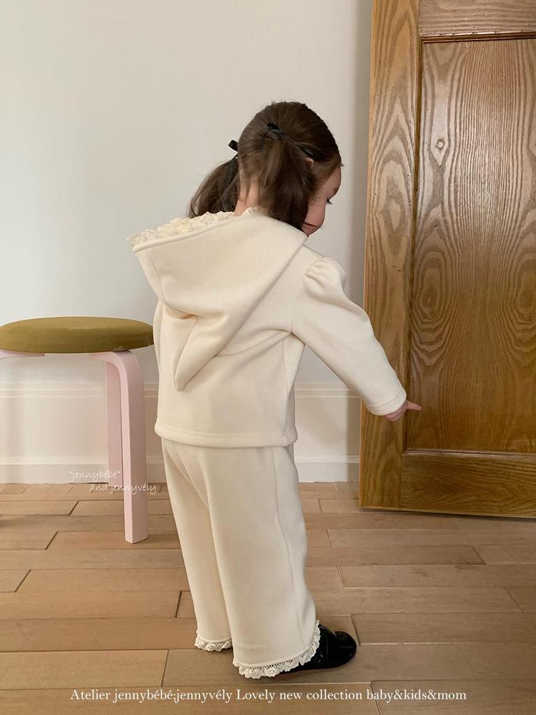 2026 Cute Elf Hat Hoodie & Fleece Warm Pants Set for Girls - Autumn/Winter