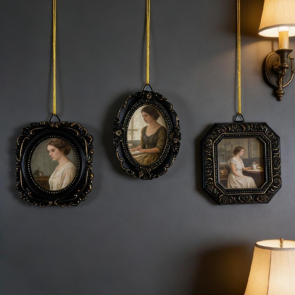 Black Baroque Style Photo Frame Goth Photo Display Holders Picture Frame Ornaments Living Room