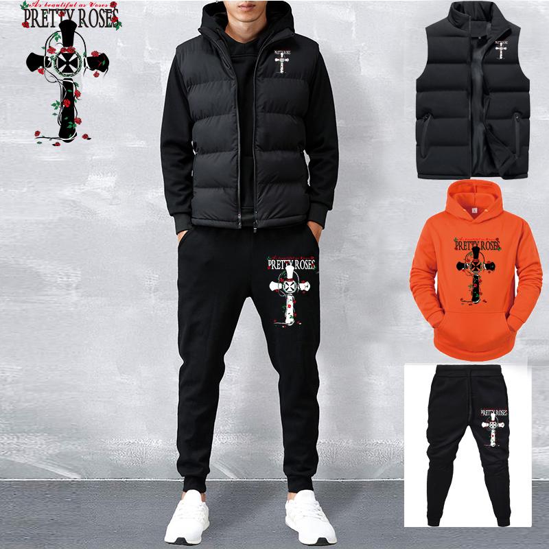 

Male Tracksuit Men Set Autumn Winter Homme Suit Sweatshirt Sweatpants Cotton Vest Suit Men s Sportswear 3Pcs Sets 3XL