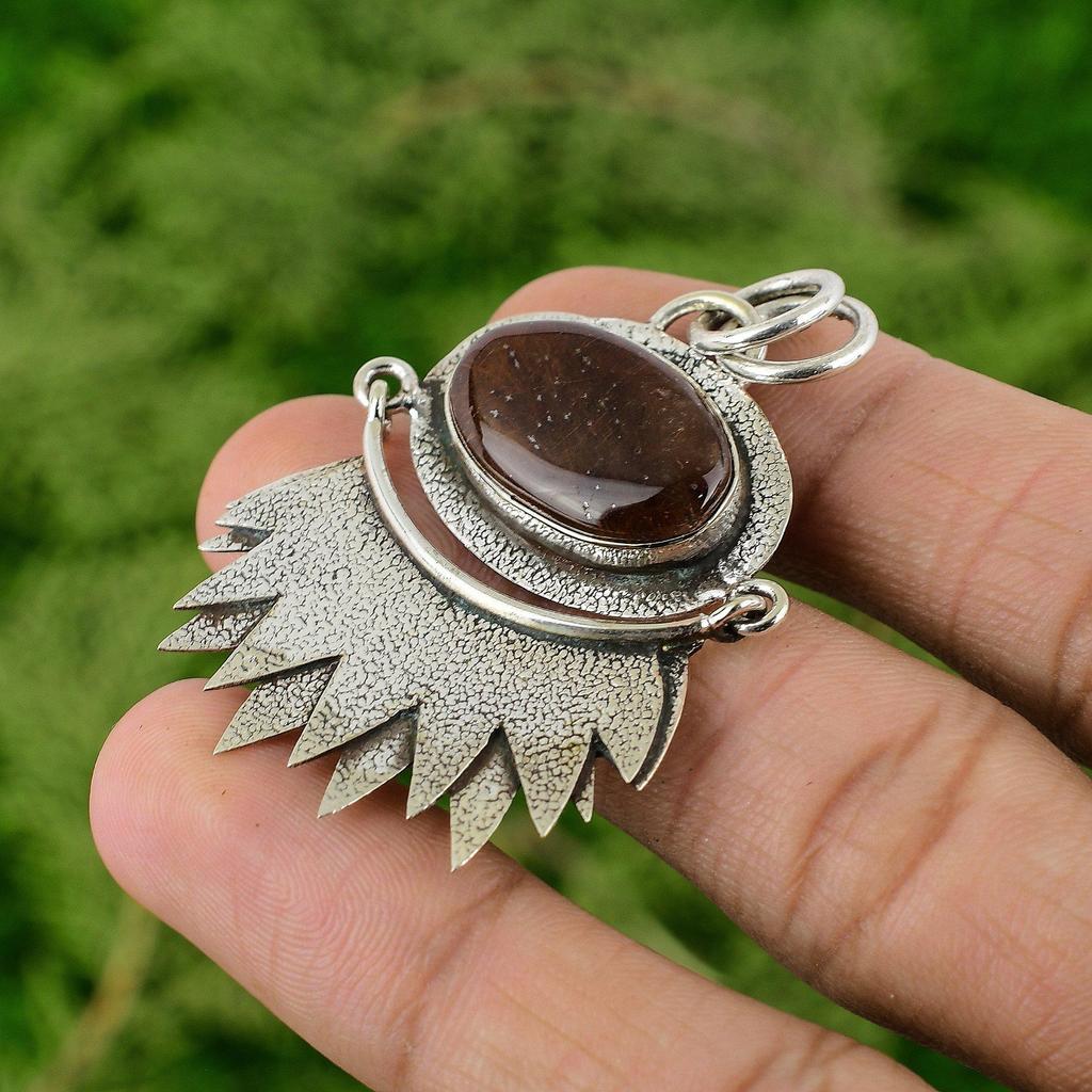 Daughters Day Sale Elestial Quartz Gemstone 925 Sterling Silver Pendant Jewelry