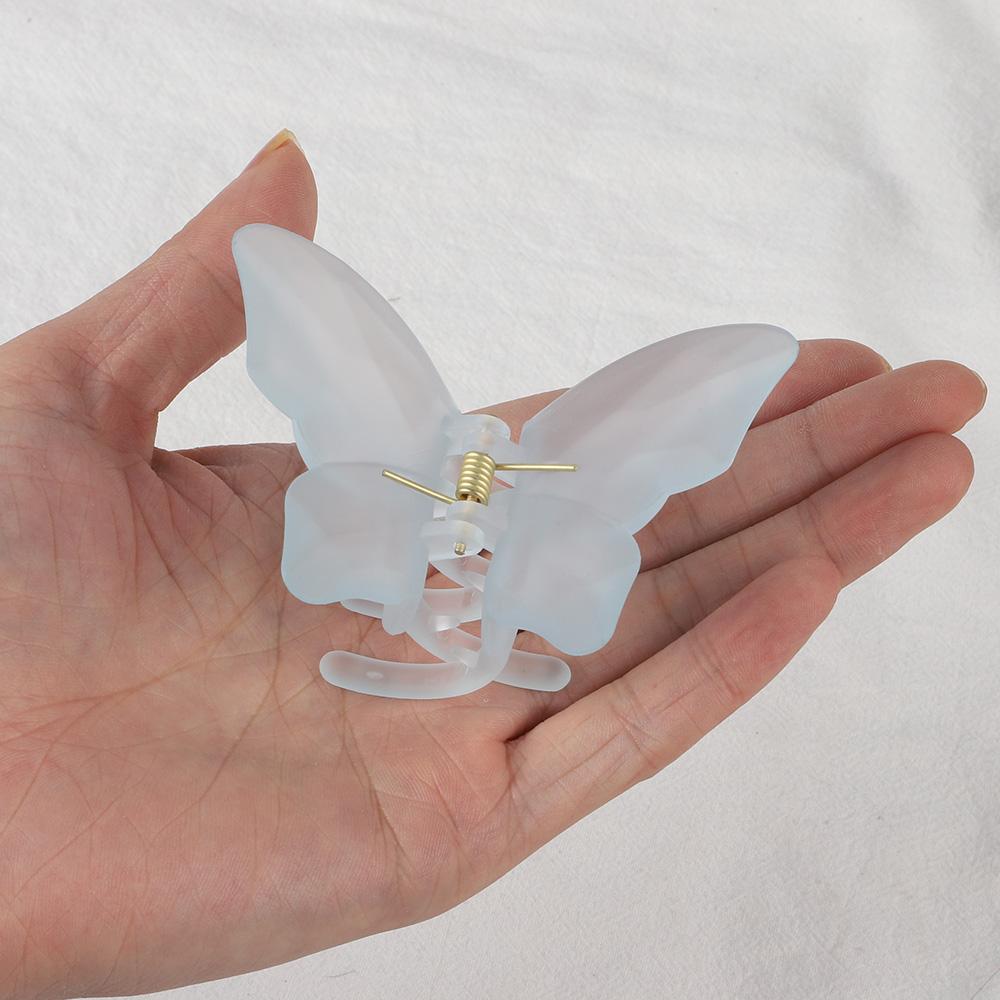 

Модные прозрачные матовые заколки-крабы для волос в виде бабочек для женщин и девушек, милые однотонные зажимы для волос, заколки-автоматы, держатель для хвостика, аксессуар для волос