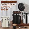 1.2 1.5 1.8L Coffee Bean Jar Airtight Canister Sealed Stainless Steel With Spoon One Way Valve Cannister Coffee Storage Kitchen