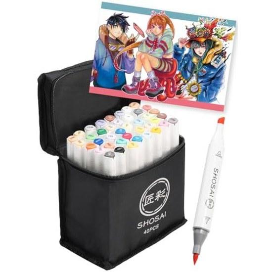 Takusai Marker Pen Professional Illustrator Supervised 36 Colors 40 Pieces Illustration Brush Type Alcohol Set