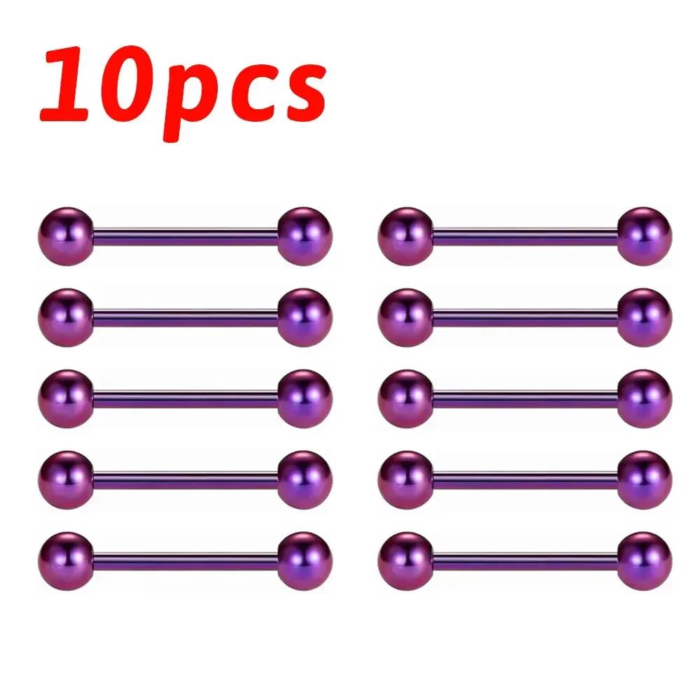 1/10pcs F136 Implant Grade Titanium Internal Thread Barbell Straight Piercing 14G 16G Bar Tongue Nail Lip Industrial Anodized